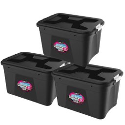 Jogo 3 Caixas Organizadora 30 Litros com Tampa e Trava Lateral - Uninjet - 1 Jogo 3 Caixas Organizadora 30 Litros com Tampa e Trava Lateral - Uninjet - 1