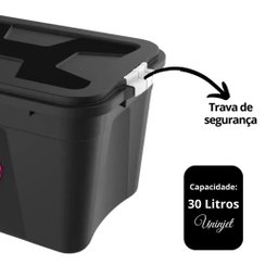 Jogo 3 Caixas Organizadora 30 Litros com Tampa e Trava Lateral - Uninjet - 3 Jogo 3 Caixas Organizadora 30 Litros com Tampa e Trava Lateral - Uninjet - 3