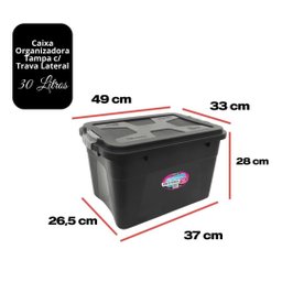 Jogo 3 Caixas Organizadora 30 Litros com Tampa e Trava Lateral - Uninjet - 4 Jogo 3 Caixas Organizadora 30 Litros com Tampa e Trava Lateral - Uninjet - 4