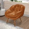 Poltrona Decorativa Califórnia Mariane Veludo Laranja Pés Palito em Madeira Maciça - 1