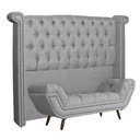 Ver imagem 1 de Conjunto Sienna Cabeceira e Recamier King 195 Cm Linho Cinza - LM DECOR