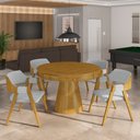 Ver imagem 7 de Cadeira Sala de Jantar e Jogos Carteados Madeira Maciça Poker Linho Cinza/mel G42 - Gran Belo