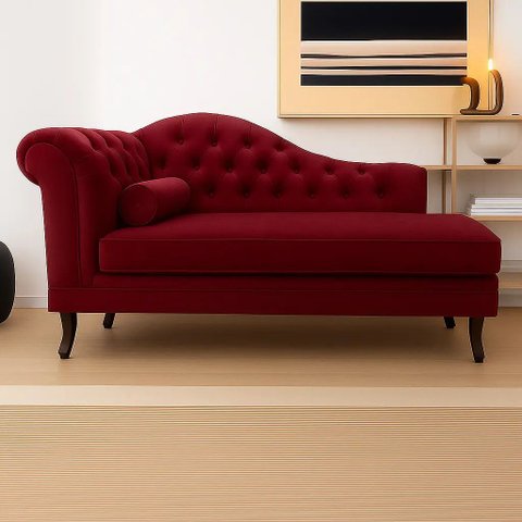 Recamier Divã Larissa 150cm Direito Suede:bordô/liso