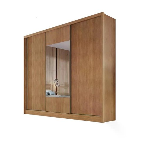 Guarda Roupa Arezzo 3 Portas 6 Gavetas 1 Espelho Cor:cumaru