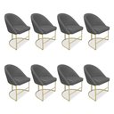 Ver imagem 1 de Kit 08 Cadeiras Poltrona de Jantar Bela Suede Base Metálica Industrial Dourado - Pallazio