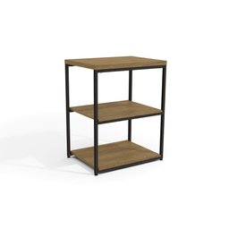Mesa de Apoio Industrial 45 cm com 2 Prateleiras - Freijó/Preto - 1
