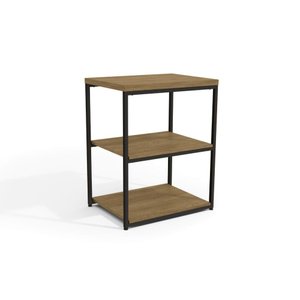 Mesa de Apoio Industrial 45 cm com 2 Prateleiras - Freijó/Preto