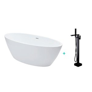 Kit Banheira de Imersao Rubi e Misturador de Piso Monocomando Preto Pingoo.casa