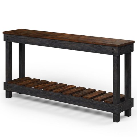 Aparador de Madeira com Prateleira Walnut Distressado