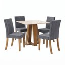 Ver imagem 3 de Conjunto Sala de Jantar Mesa Lisa 90cm com Tampo MDF e Vidro Canto Reto 4 Cadeiras Lily