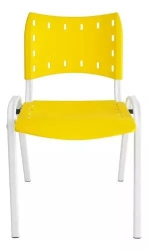 Cadeira Iso Para Escola Escritório Comércio Amarela Base Branca - 1