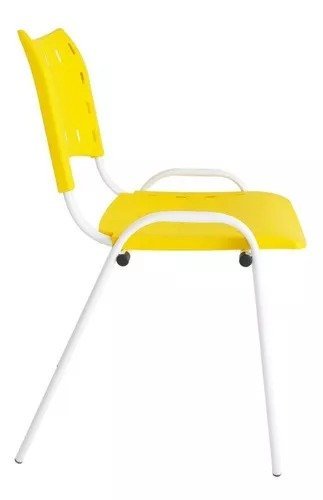 Cadeira Iso Para Escola Escritório Comércio Amarela Base Branca - 2