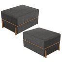 Ver imagem 1 de Kit 02 Puffs Decorativo Retangular para Sala de Estar Domus L02 Linho Cinza Escuro - Lyam Decor