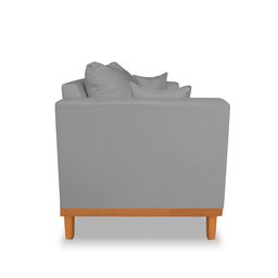 Sofá Viena 3 Lugares Com Almofadas Decorativa Linho Cinza - Madeira Prima Deccor - 4