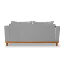 Sofá Viena 3 Lugares Com Almofadas Decorativa Linho Cinza - Madeira Prima Deccor - 5
