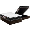 Ver imagem 1 de Cama Box Baú Casal: Colchão Espuma Castor D33 Black e White Air Double Face Euro Pillow + Base CRC