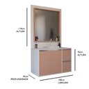 Ver imagem 3 de Gabinete e Espelheira 100cm Plena Premium Elite Branco/Salmão