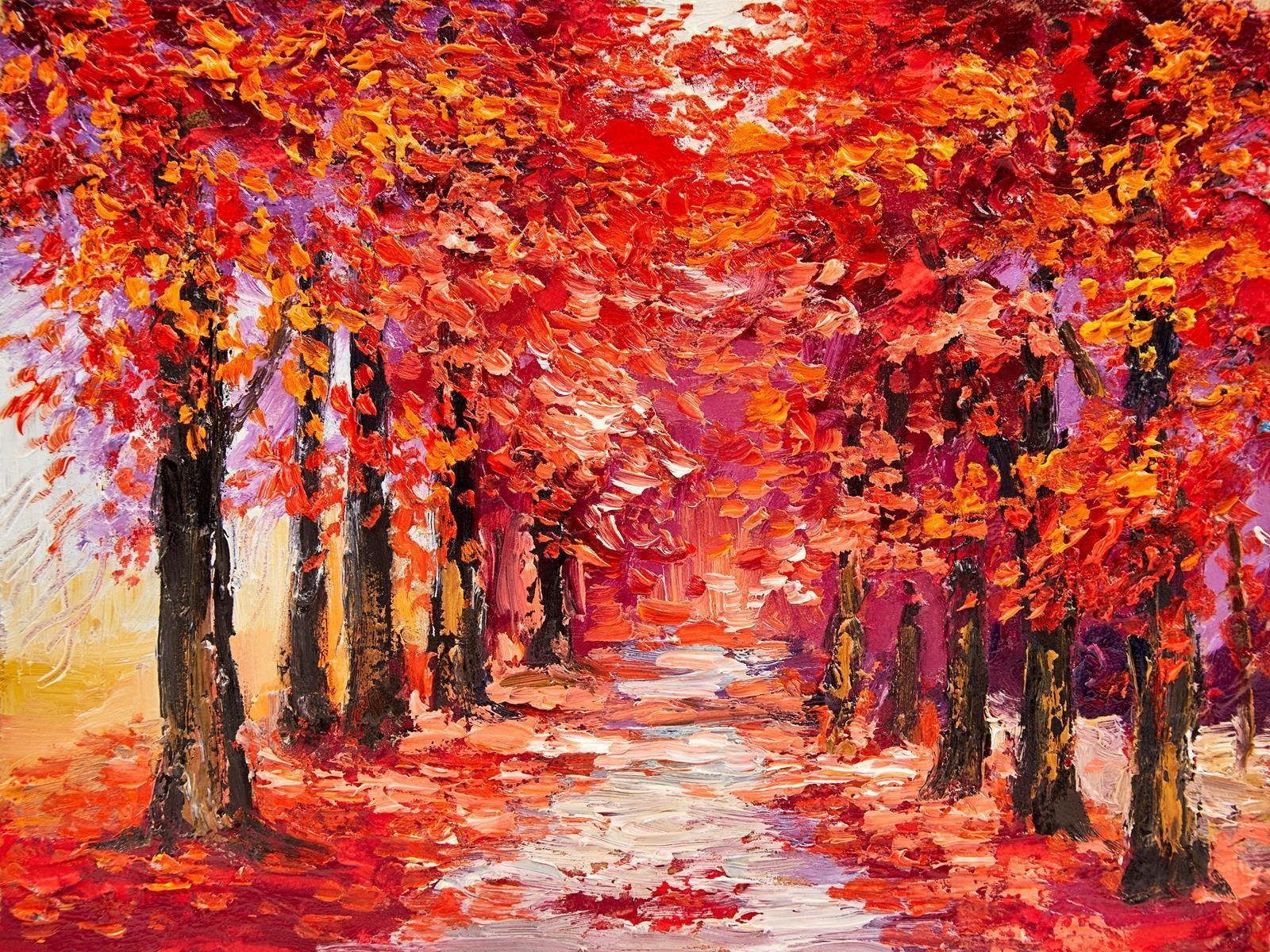 Papel De Parede Arte Pintura Tela Outono Folha Tra23 3M² - 2