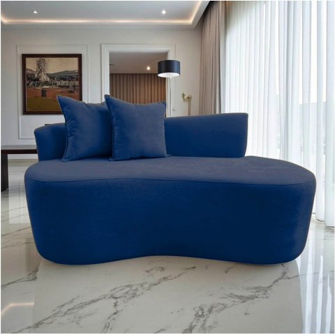 Namoradeira Sofá Feijão Hana Orgânica Veludo Azul Marinho