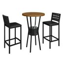 Ver imagem 2 de Conjunto Bistrô Mesa Redonda com 2 Banquetas Madeira Maciça e Aço Barcelona Preto/Nature