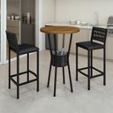 Ver imagem 1 de Conjunto Bistrô Mesa Redonda com 2 Banquetas Madeira Maciça e Aço Barcelona Preto/Nature