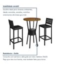 Ver imagem 6 de Conjunto Bistrô Mesa Redonda com 2 Banquetas Madeira Maciça e Aço Barcelona Preto/Nature