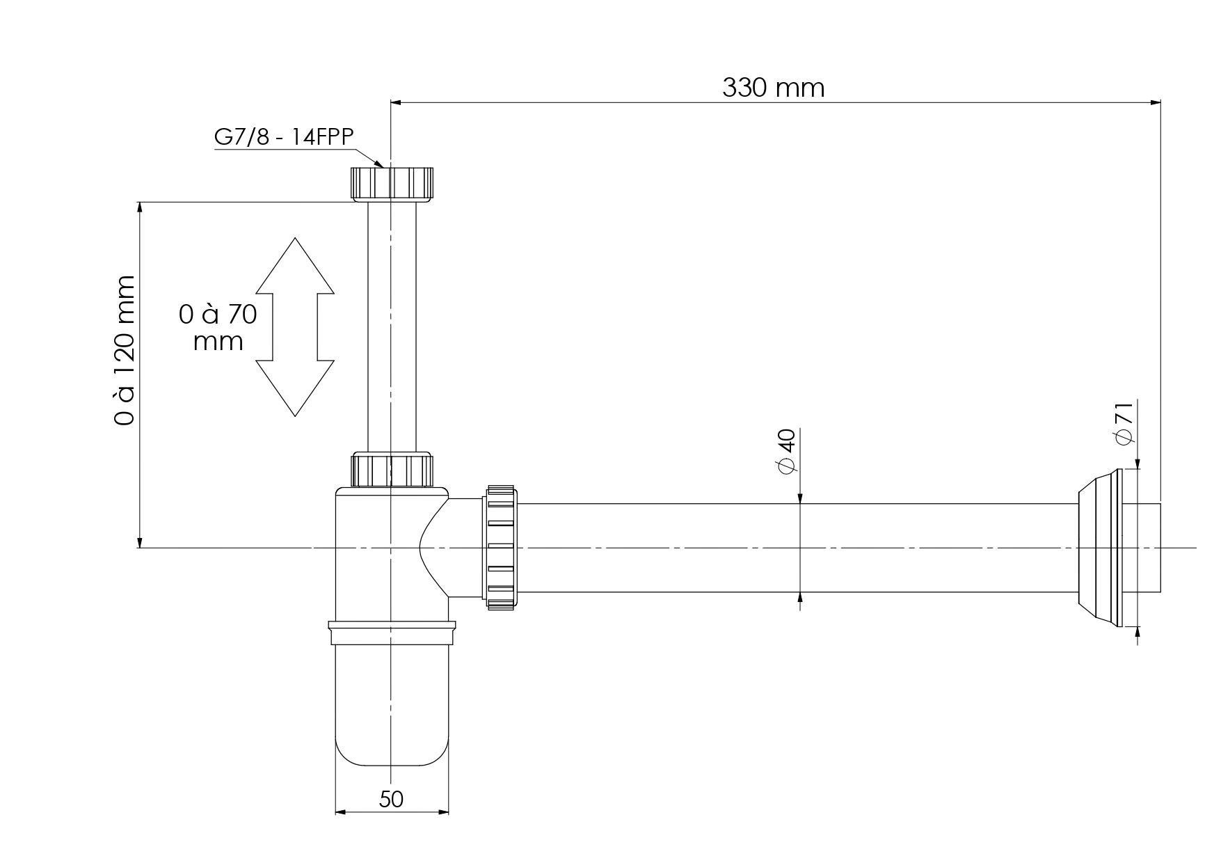 Sifão para Lavatório (tubo de 30 Cm) Metal Forusi - 2