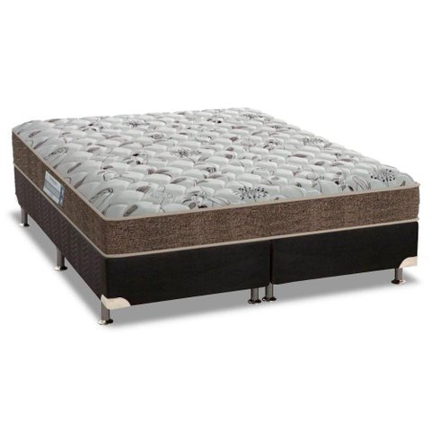 Cama Box King: Colchão Espuma D45 Probel Hiper Resistente Pró Dormir Sênior + Base CRC Suede