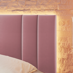 Cabeceira Estofada Cama Casal King Size Led Moderna 200 Cm:veludo Rosê - 4