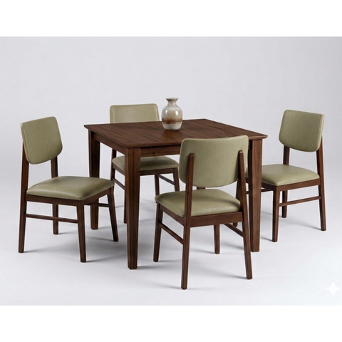 Conjunto de Mesa com 4 Cadeiras 80x80 Ágape em Madeira Machiato Capuccino