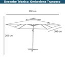 Ver imagem 4 de Ombrelone Lateral Trancoso Tulum Fratini 300cm (larg) Base Cruz Alumínio Marrom Taupe Capa Polié