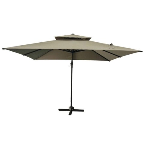 Ombrelone Lateral Trancoso Tulum Fratini 300cm (larg) Base Cruz Alumínio Marrom Taupe Capa Polié