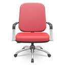 Ver imagem 2 de Kit Cadeira de Escritório Giratória e 2 Cadeiras Fixas Cromada Magno P03 Vinil Vermelho - Lyam Decor
