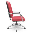 Ver mais imagens de Kit Cadeira de Escritório Giratória e 2 Cadeiras Fixas Cromada Magno P03 Vinil Vermelho - Lyam Decor