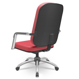 Kit Cadeira de Escritório Giratória e 2 Cadeiras Fixas Cromada Magno P03 Vinil Vermelho - Lyam Decor - 10