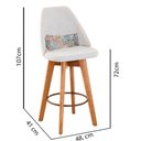 Ver imagem 4 de Kit 10 Banquetas Alta Maya Giratória Com Encosto Gourmet Linho Bege e Almofada Folhas - Gat