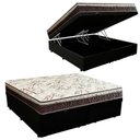 Ver imagem 1 de Cama Box com Baú Casal Elegance Euro Pillow Espuma Courino Preto 138cm