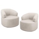 Ver imagem 1 de Kit 02 Poltronas Giratória Orgânica para Sala de Estar Living Helena L02 Linho Cru - Lyam Decor