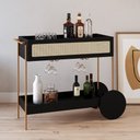 Ver imagem 2 de Carrinho Bar com Porta Taças Industrial Indy A03 Nero Dourado - Lyam Decor