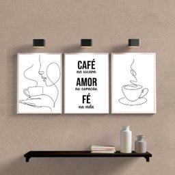 Kit 3 Quadros Minimalistas para Cantinho do café 33x24cm - com Vidro:madeira Preta - 1 Kit 3 Quadros Minimalistas para Cantinho do café 33x24cm - com Vidro:madeira Preta - 1