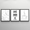 Kit 3 Quadros Minimalistas para Cantinho do café 33x24cm - com Vidro:madeira Preta - 2