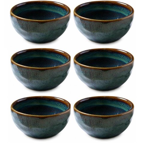Jogo 6 Molheiras Ramequins Pequenos 50ml Cerâmica Stoneware Orgânico Oceano Porto Brasil