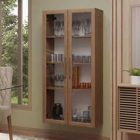 Cristaleira Suspensa 70 Cm 2 Portas de Vidro Rustic Madesa