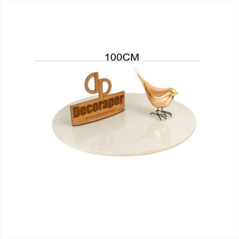 Tampo de Mesa Redondo Laqueado com Vidro 100cm Off White