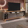 Rack de Sala Para TVs 60 Pol. Pés de Madeira Tass Babus - Cinza Perola / Noce TR - 1