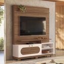 Ver imagem 2 de Estante Home Theater Axis Castanho Off White com Mesa de Centro Sky com Tampo de Vidro e Aparador