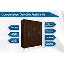 Ver imagem 2 de Guarda Roupa Solteiro 6 Portas e 2 Gavetas Flash II Branco/Rosa - Demóbile