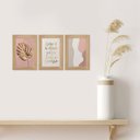 Ver imagem 2 de Kit 3 Quadros Decorativos com Moldura Frases Folha Dourada