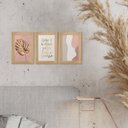 Ver imagem 3 de Kit 3 Quadros Decorativos com Moldura Frases Folha Dourada