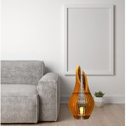 Abajur Grande de Chão ANDROMEDA MDF Luminária -:Marrom/85x30cm - 2